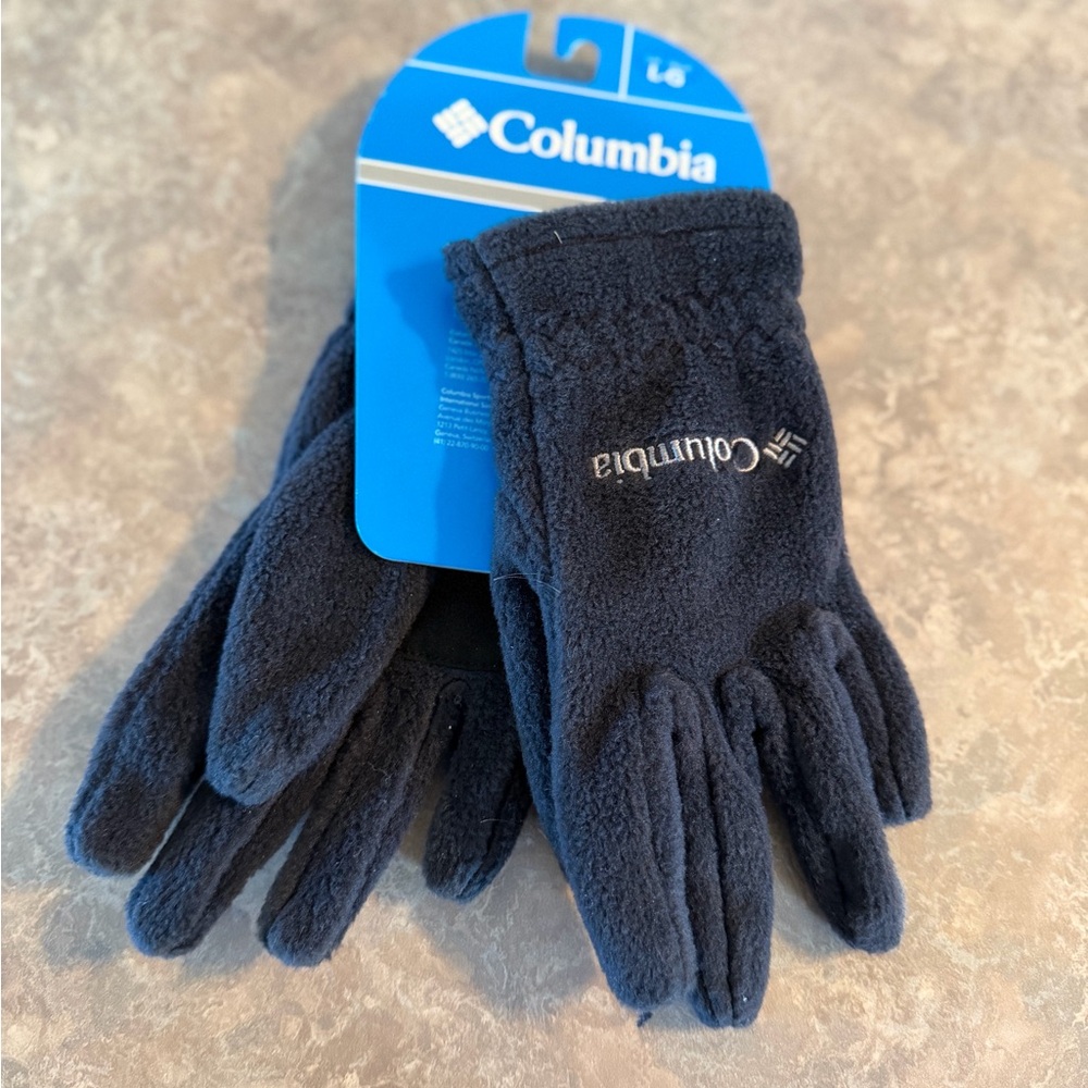 Columbia Black Fleece Gloves with Clip